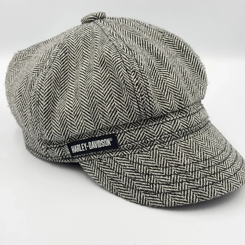Harley-Davidson Womens Newsboy Trendsetter Black/Gray Tweed Adjustable Cap Hat